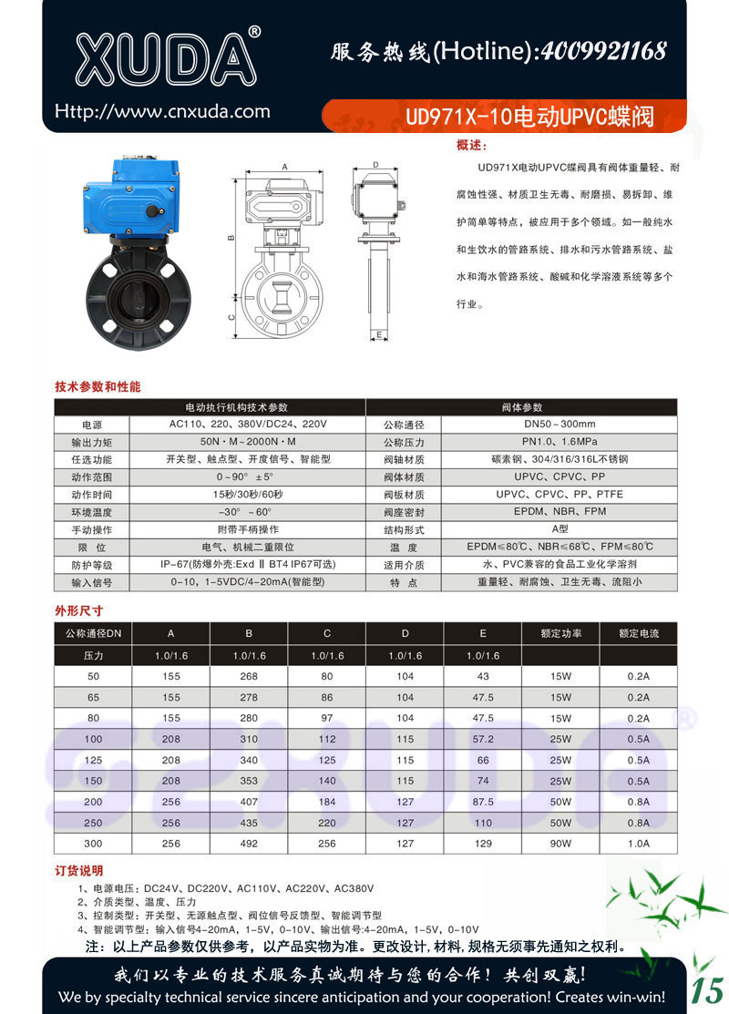 UD971X电动UPVC蝶阀