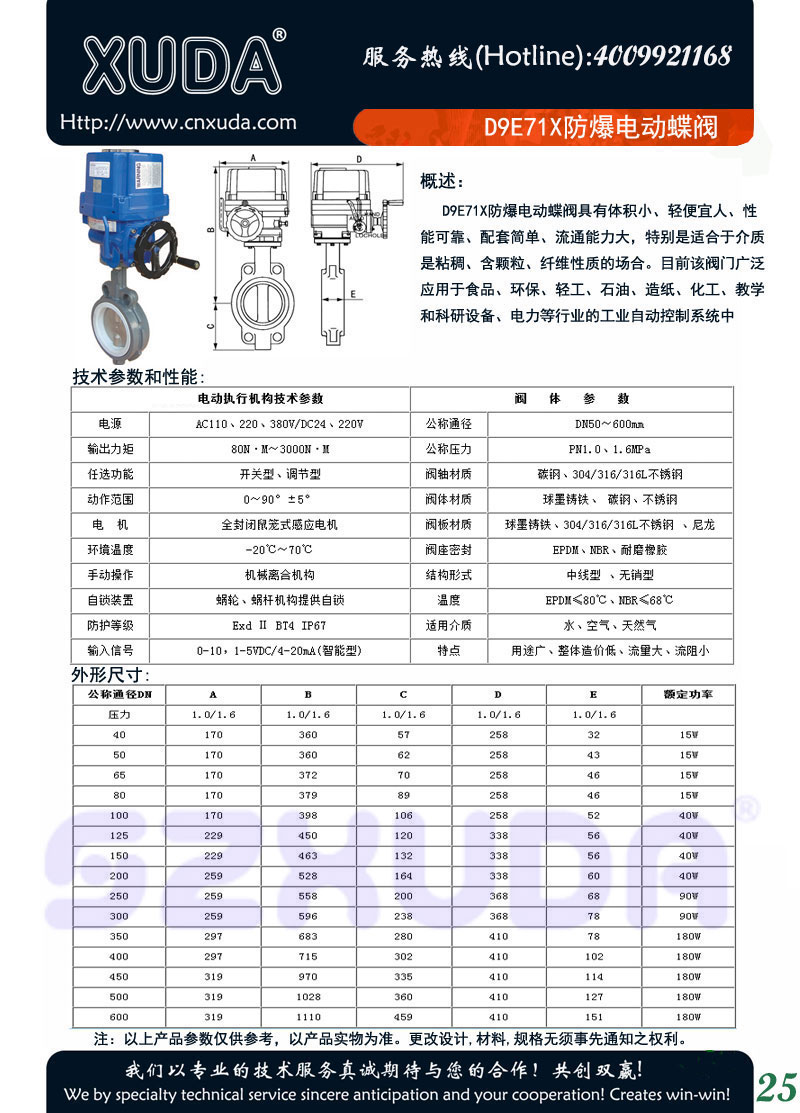 D9E71X防爆电动蝶阀